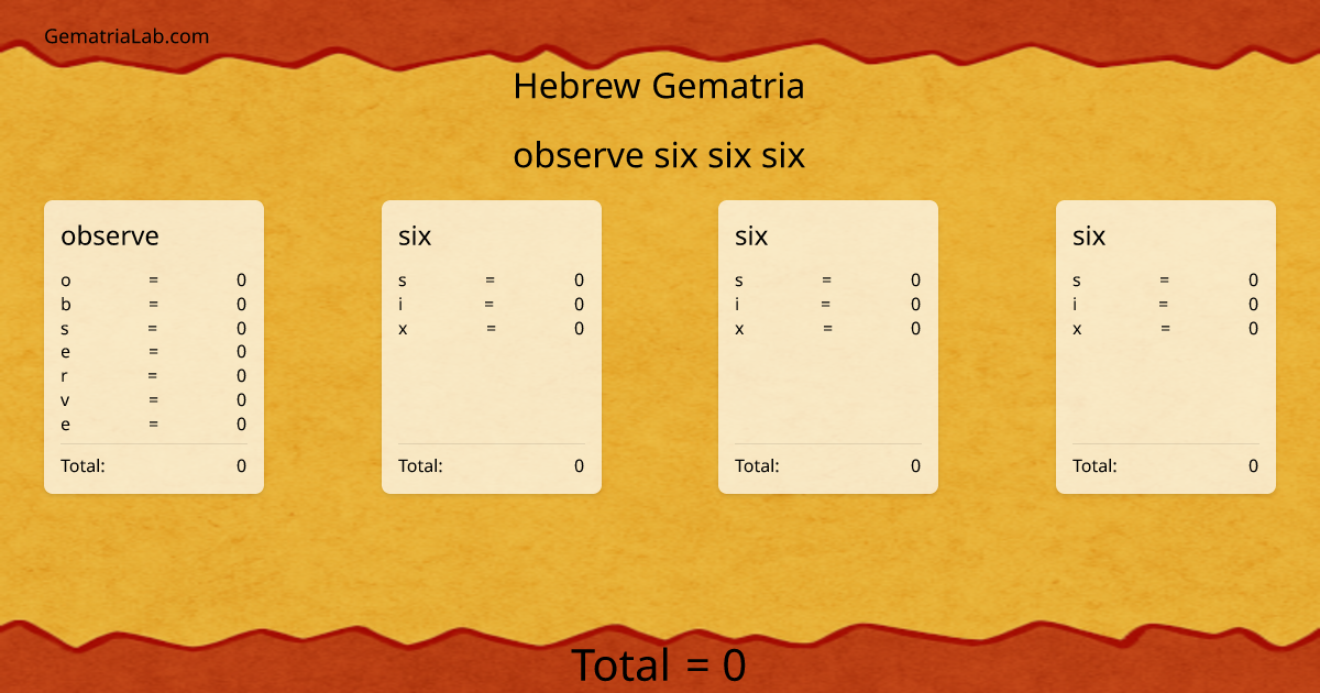 observe six six six in hebrew Gematria